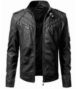 Men's Slim fit Biker's Black Real Leather Jacket - Handmade Casual Lambskin Leather Black Jacket - MNCLeather